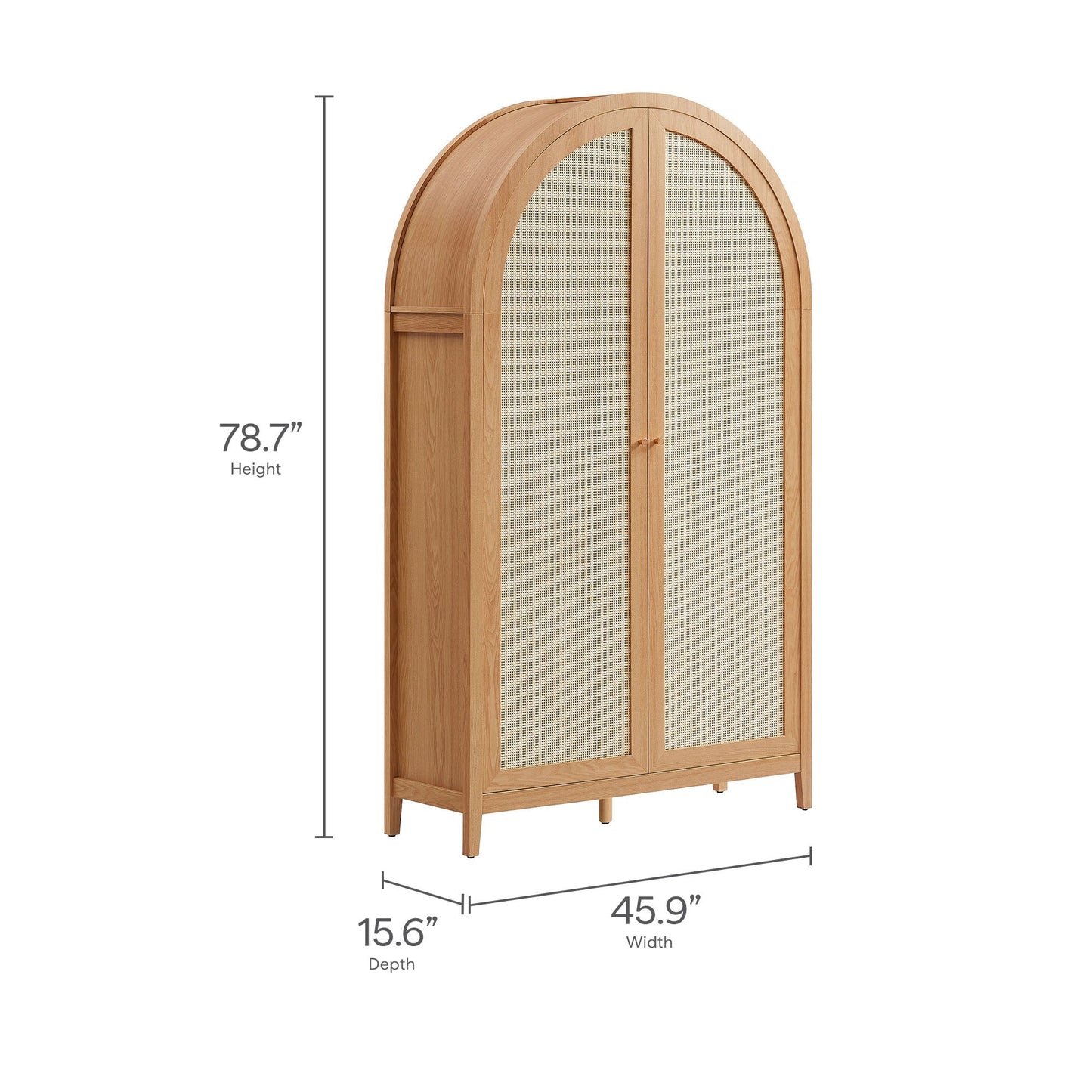 Calista 79" Tall Wide Rattan Arched Storage Cabinet by Modway
