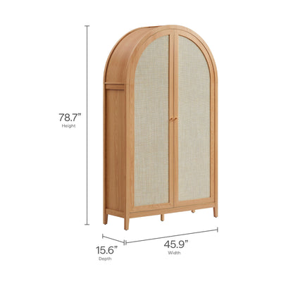 Calista 79" Tall Wide Rattan Arched Storage Cabinet by Modway