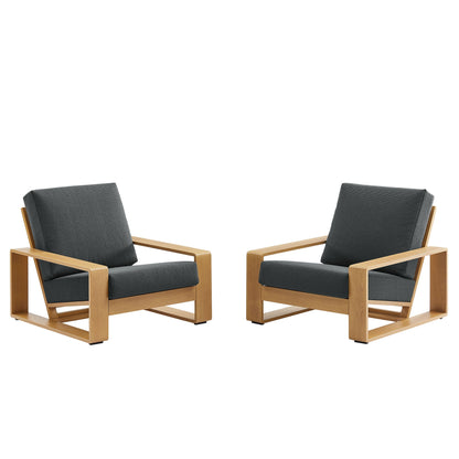 Lirienne Outdoor Patio Aluminum Faux Wood Armchairs Set of 2 by Modway