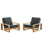 Lirienne Outdoor Patio Aluminum Faux Wood Armchairs Set of 2 by Modway