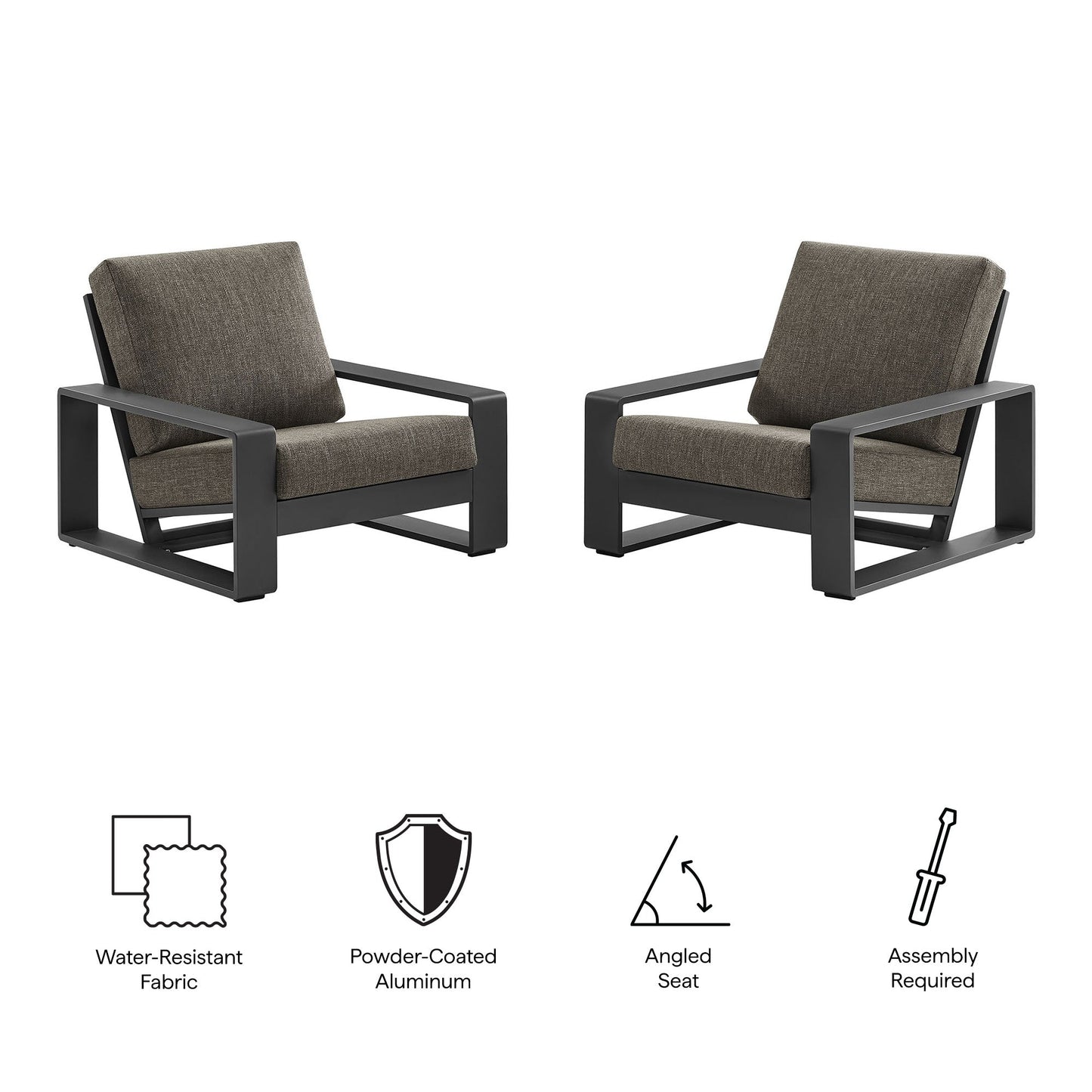 Lirienne Outdoor Patio Aluminum Faux Wood Armchairs Set of 2 by Modway