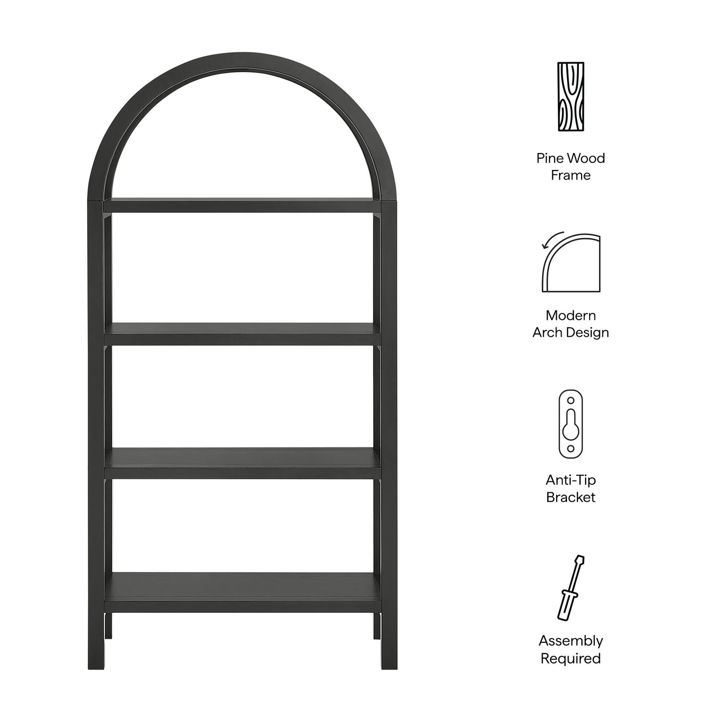Vexley 60 Inch Arched Bookshelf by Modway