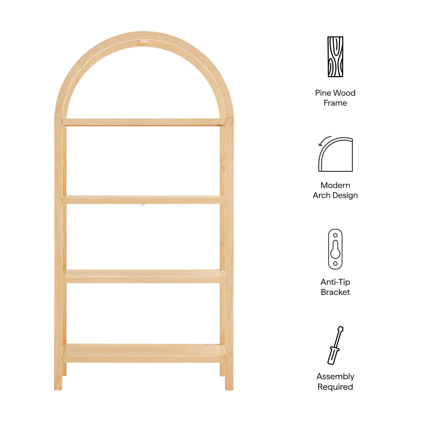 Vexley 72 Inch Large Arched Bookshelf by Modway