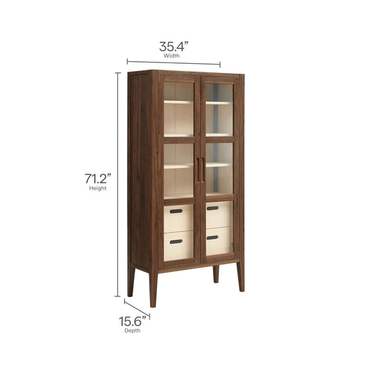 Nell 71" Glass Door Tall Display Storage Cabinet by Modway