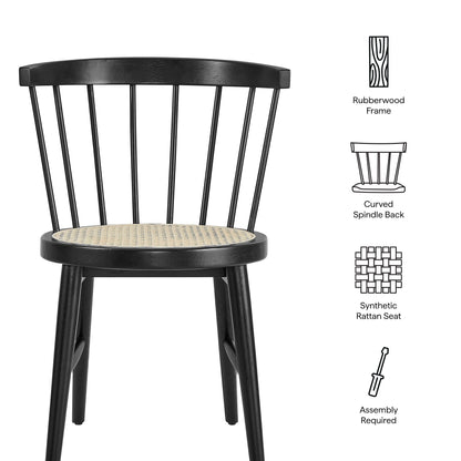 Lykke Curved Spindle Back Dining Chairs Set of 2 by Modway