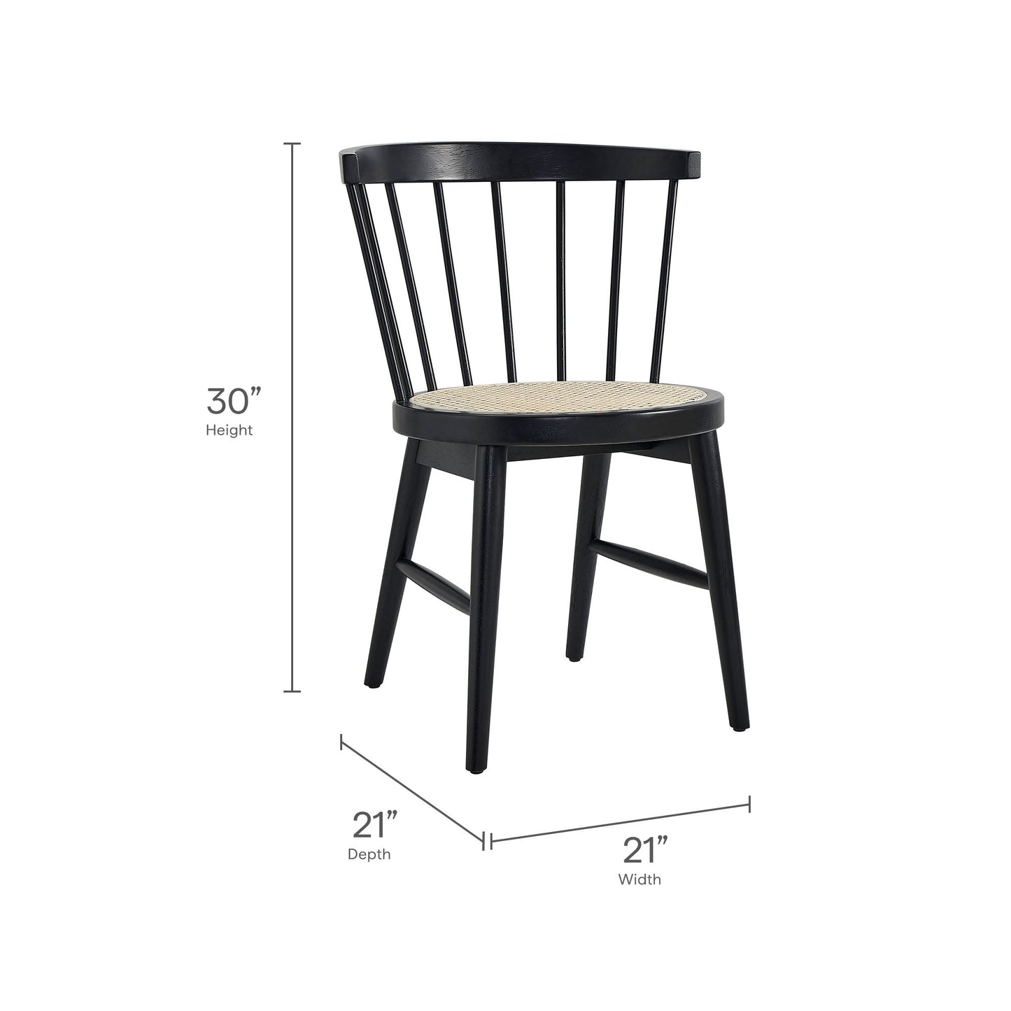 Lykke Curved Spindle Back Dining Chairs Set of 2 by Modway