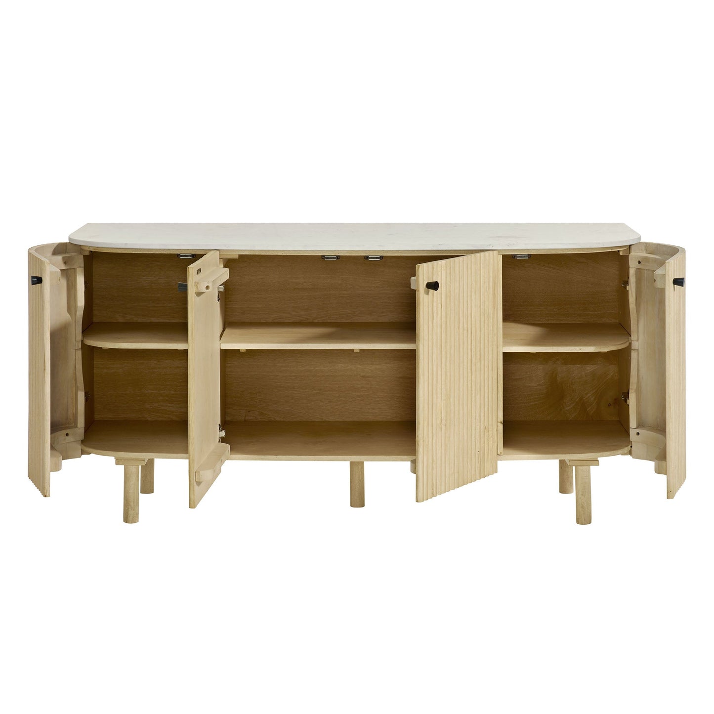 Caldera 60" Curved Solid Wood and Marble Sideboard Storage Cabinet by Modway