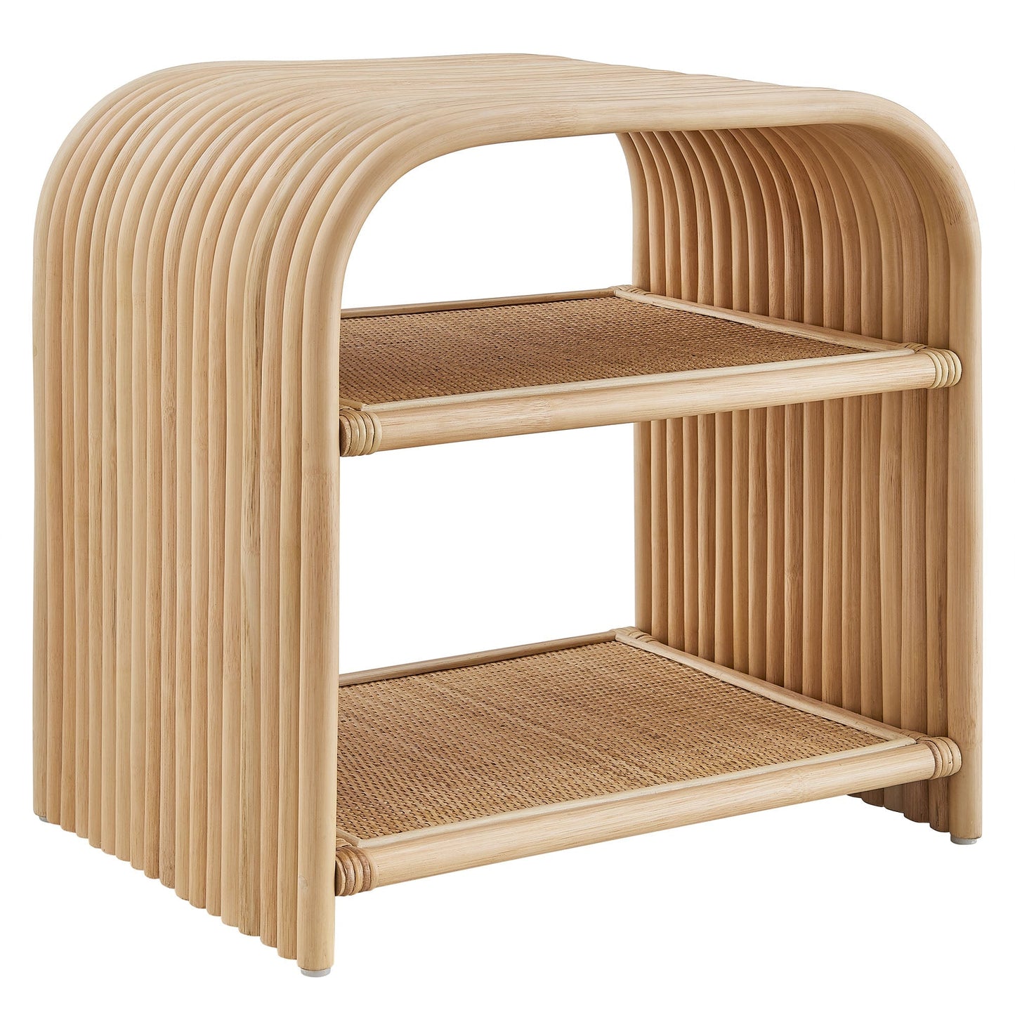 Eve Curved Natural Rattan Side Table by Modway