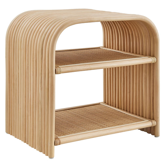 Eve Curved Natural Rattan Side Table by Modway