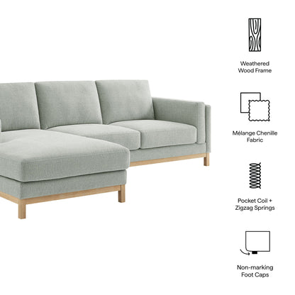 Roscoe Left-Facing Fabric Sectional Sofa with Chaise by Modway