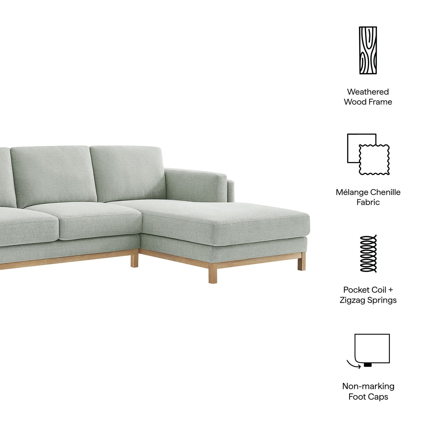Roscoe Right-Facing Fabric Sectional Sofa with Chaise by Modway