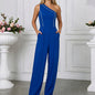 Summer One-Shoulder Fitted Smocked Jumpsuit