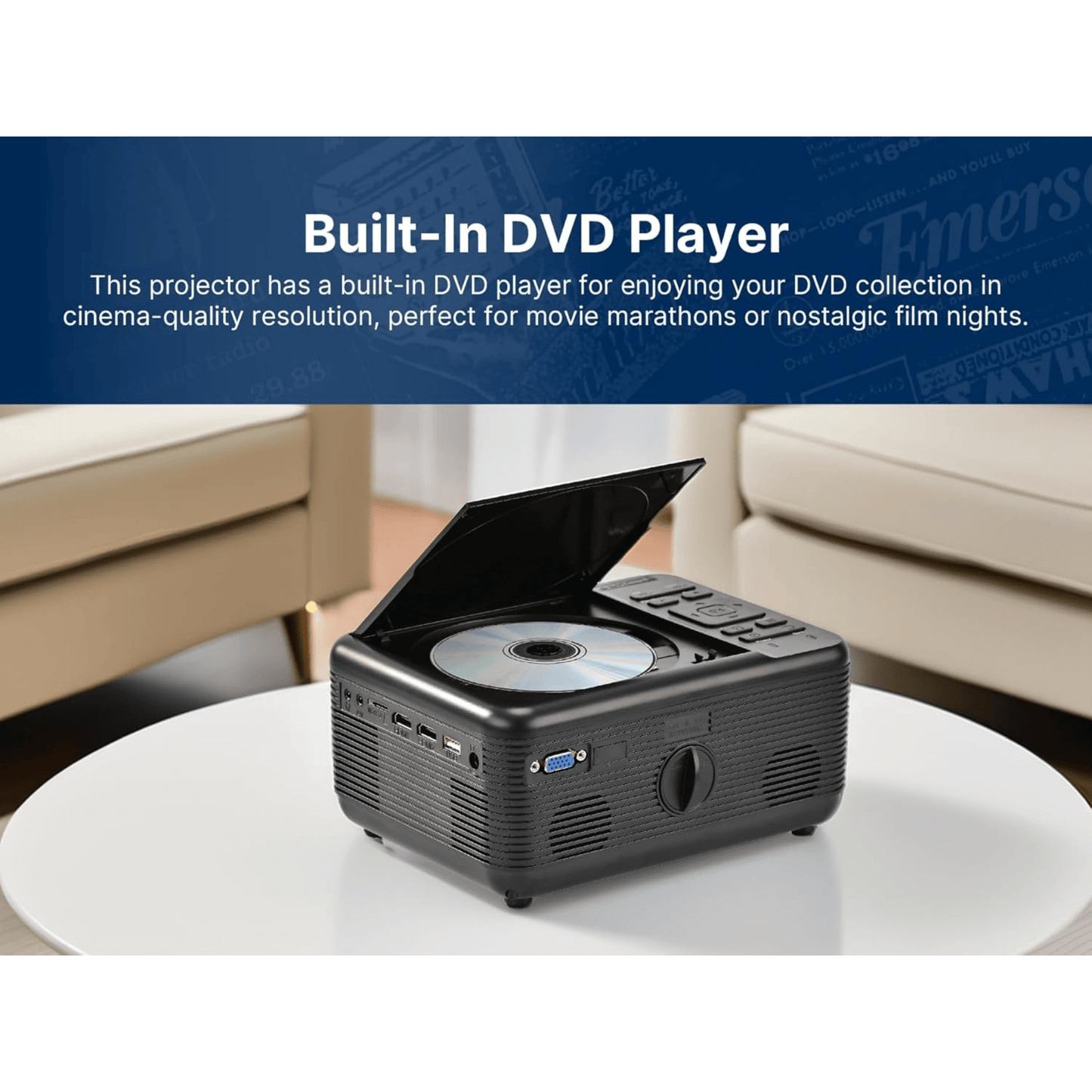 Emerson 120" Home Theater LCD Projector with Built-In TV Tuner and DVD Player