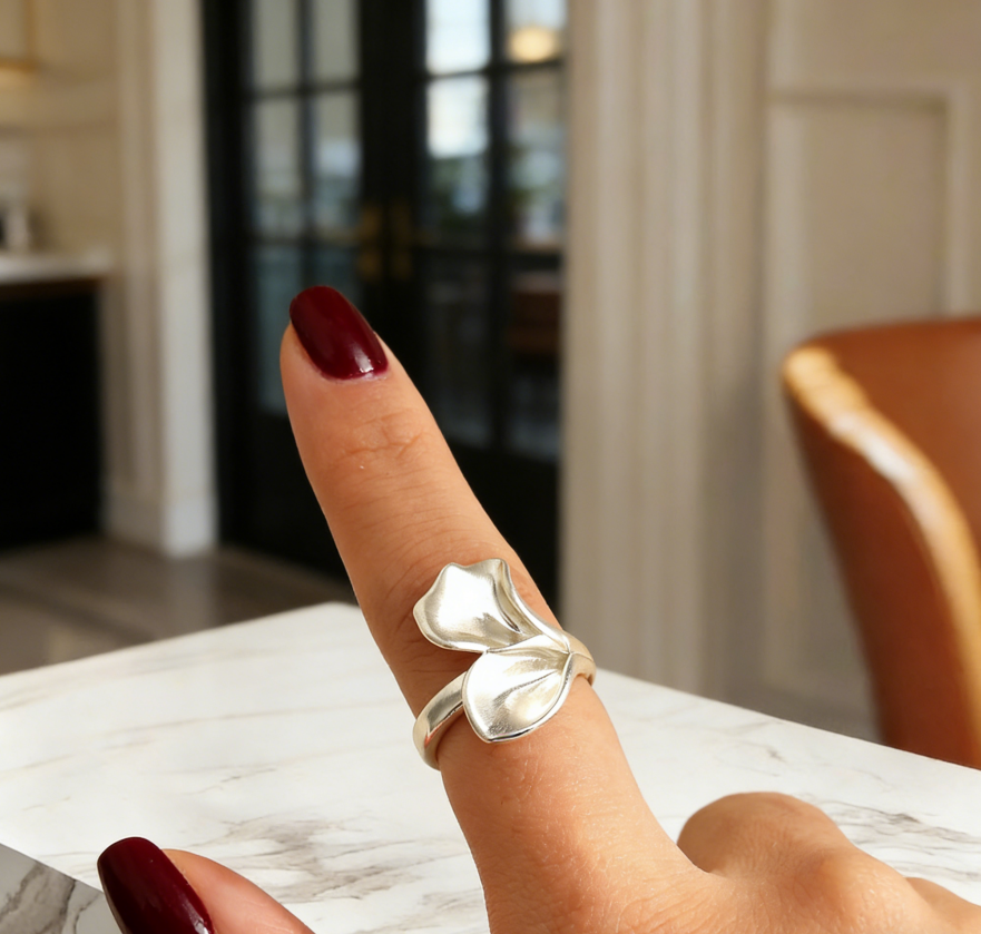 Delicate Lily Petal Flower Ring for Women