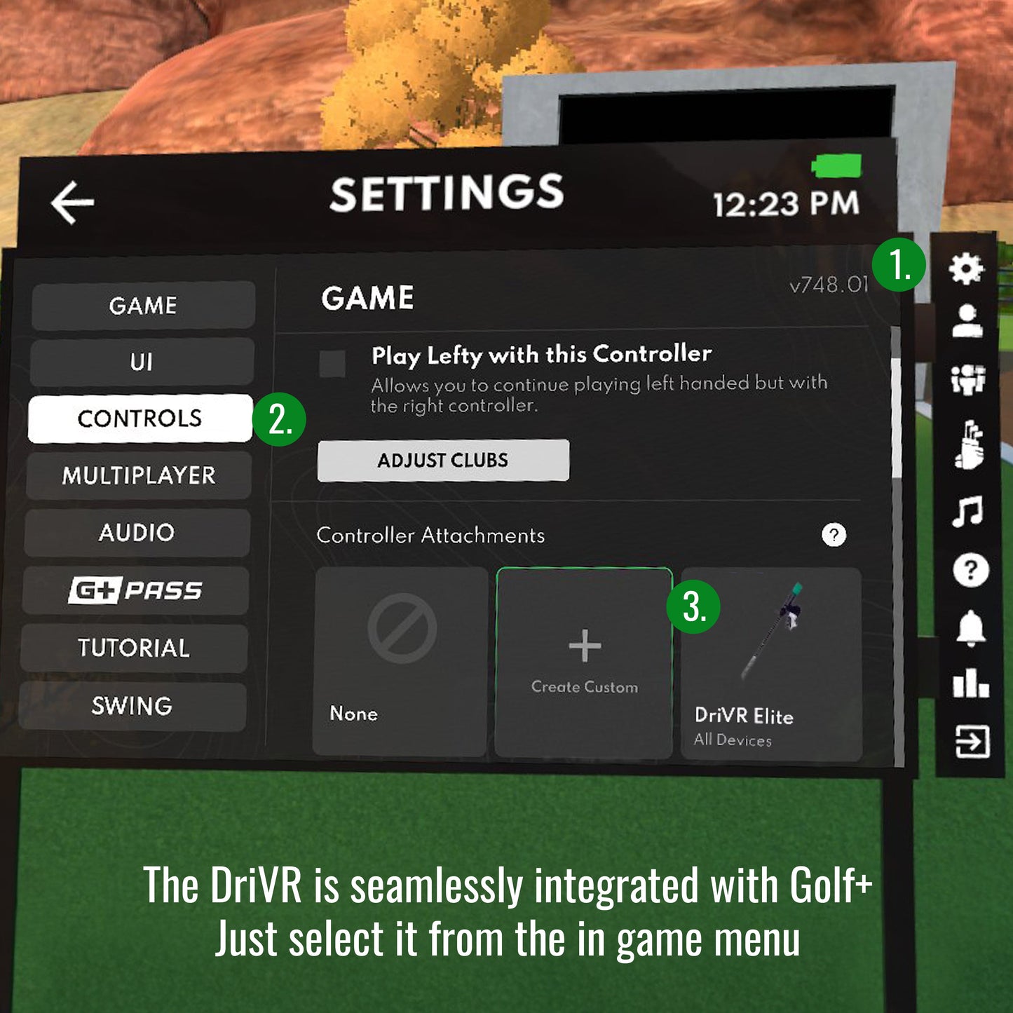 DriVR Elite Mini -  Adjustable VR Weighted Golf Club Handle Accessory - Compatible with Quest 2, 3/3s, and Pro