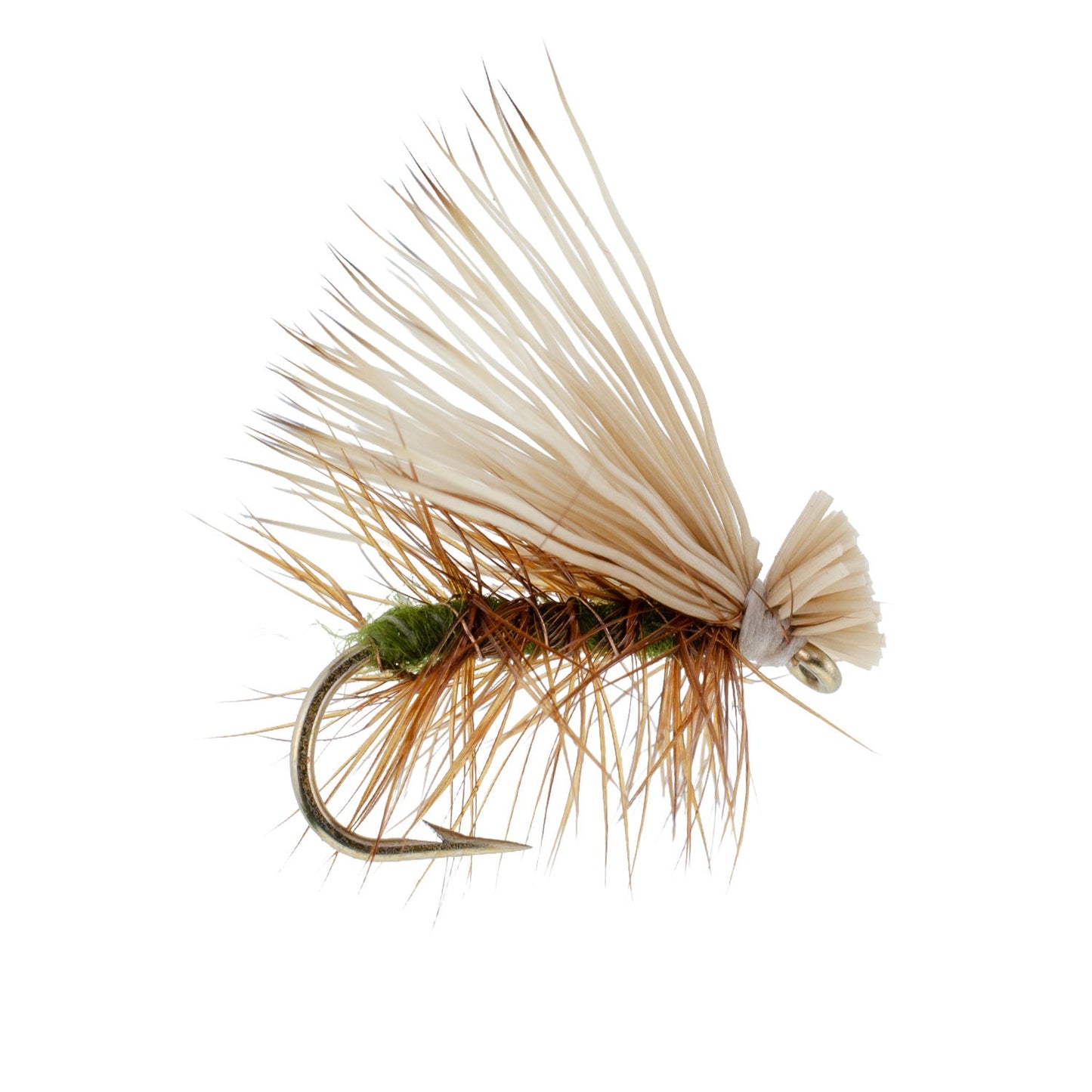 Olive Elk Hair Caddis Classic Trout Dry Fly - Set of 6 Flies Size 16