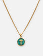 Emerald Agape Cross Pendant Necklace