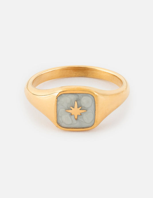 Enamel North Star Ring