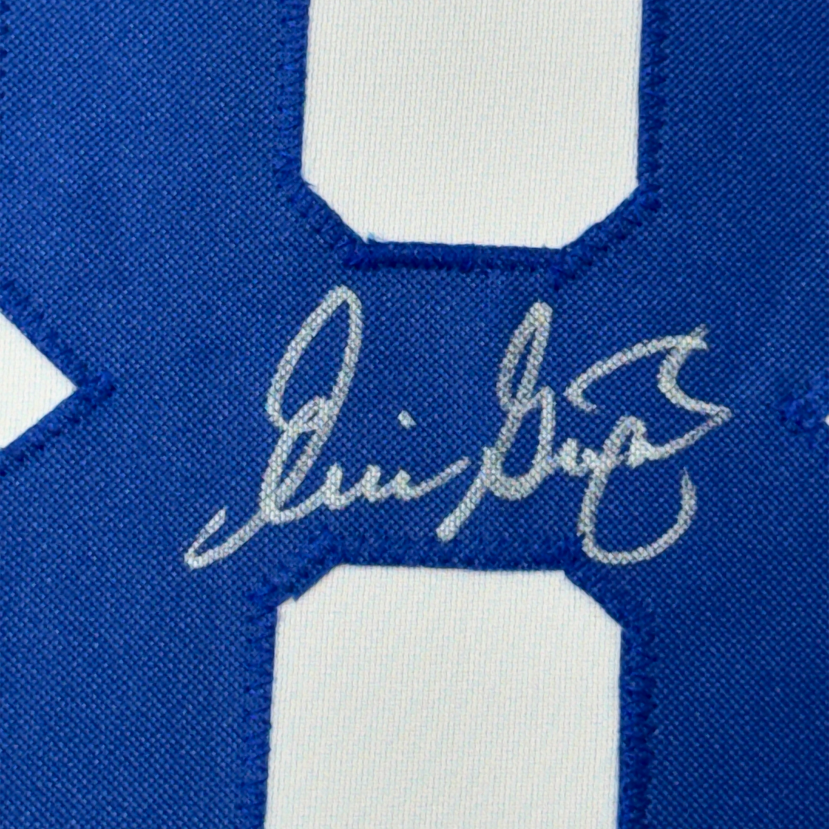 Framed Autographed/Signed Eric Gagne 35x39 Los Angeles LA White Baseball Jersey JSA COA