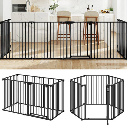 Extra Wide Baby Gate Fits 34.5-154" Openings 6-Panel Adjustable Pet Safety Fence