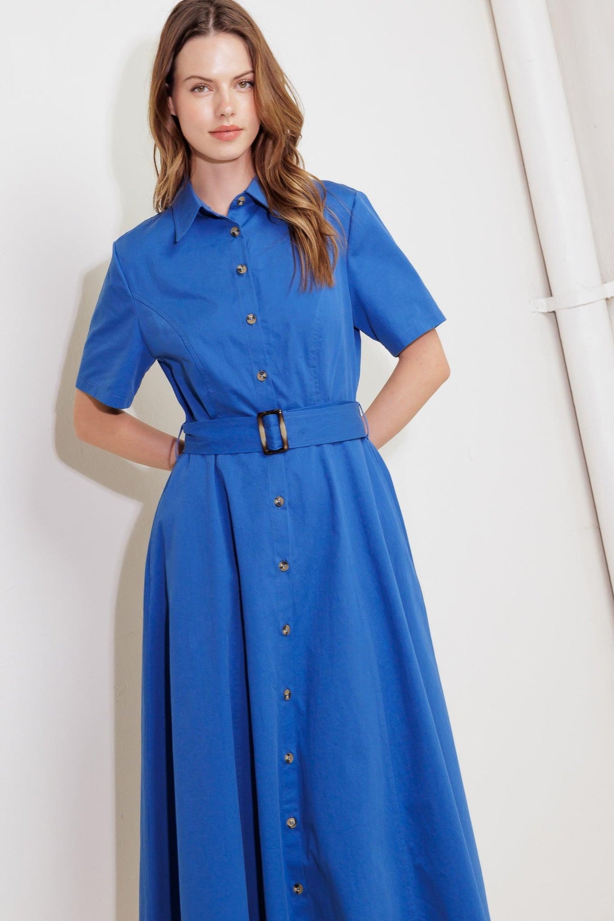 LUCKY ME WOVEN MIDI DRESS