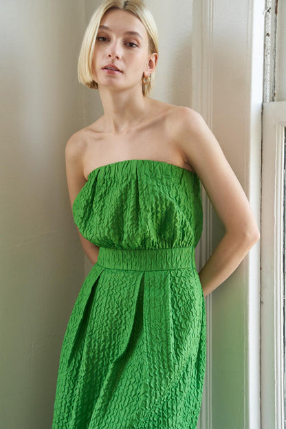 IN DOLLY WE TRUST WOVEN MIDI DRESS