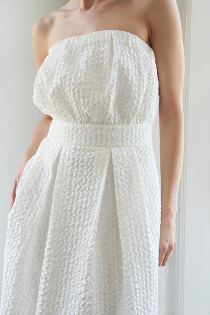 IN DOLLY WE TRUST WOVEN MIDI DRESS