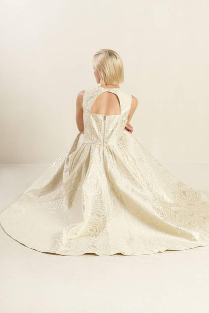 CHECK YOURSELF CHAMPAGNE WOVEN MIDI DRESS