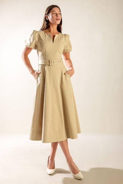 SUNLIT SOIREE WOVEN MIDI DRESS