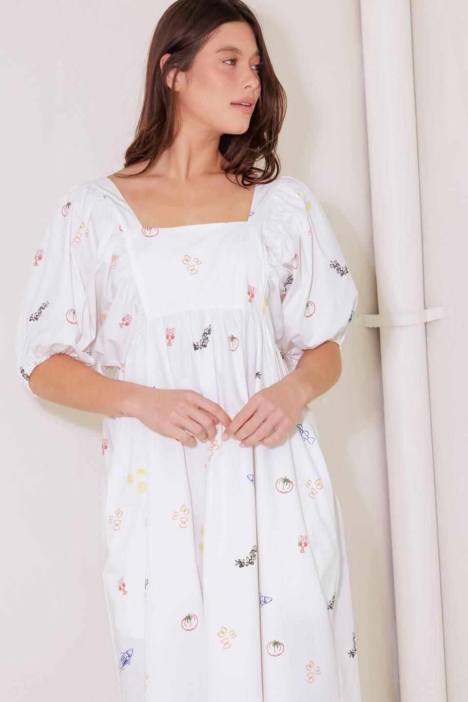 THE WORLD IS YOURS WOVEN MIDI DRESS