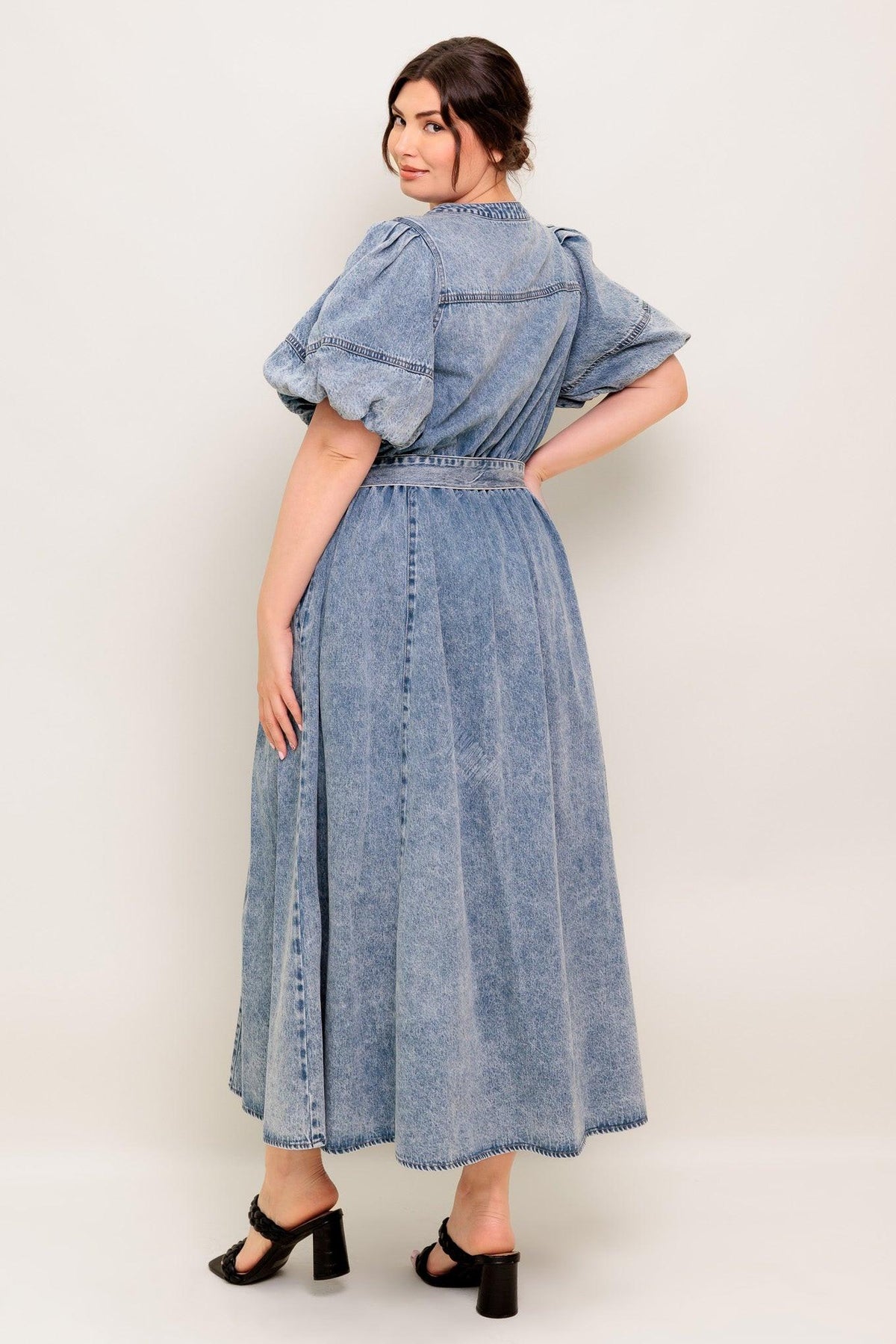 BAREFORM LIGHT DENIM MIDI DRESS