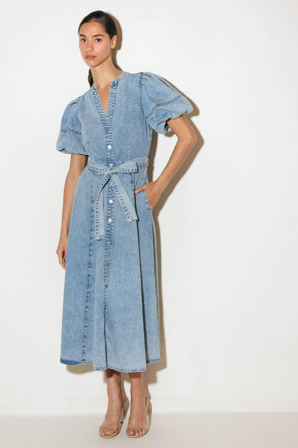 BAREFORM LIGHT DENIM MIDI DRESS