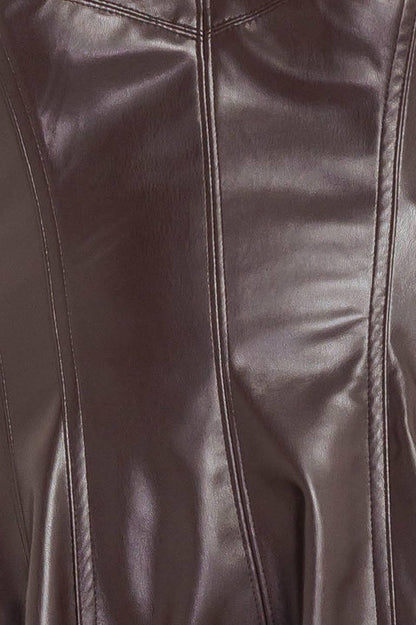ESPRESSO DIVA FAUX LEATHER MIDI DRESS