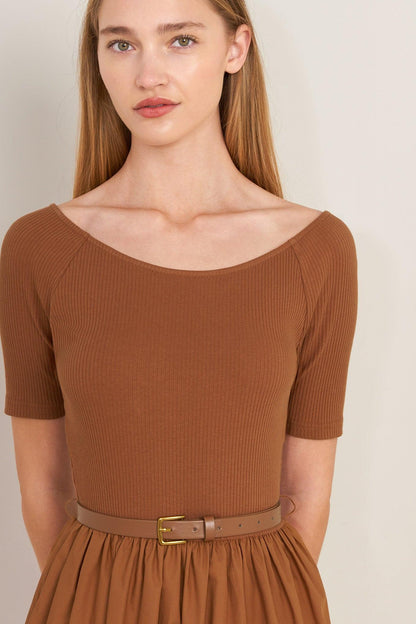 SADDLE BREEZE RUST MIDI DRESS