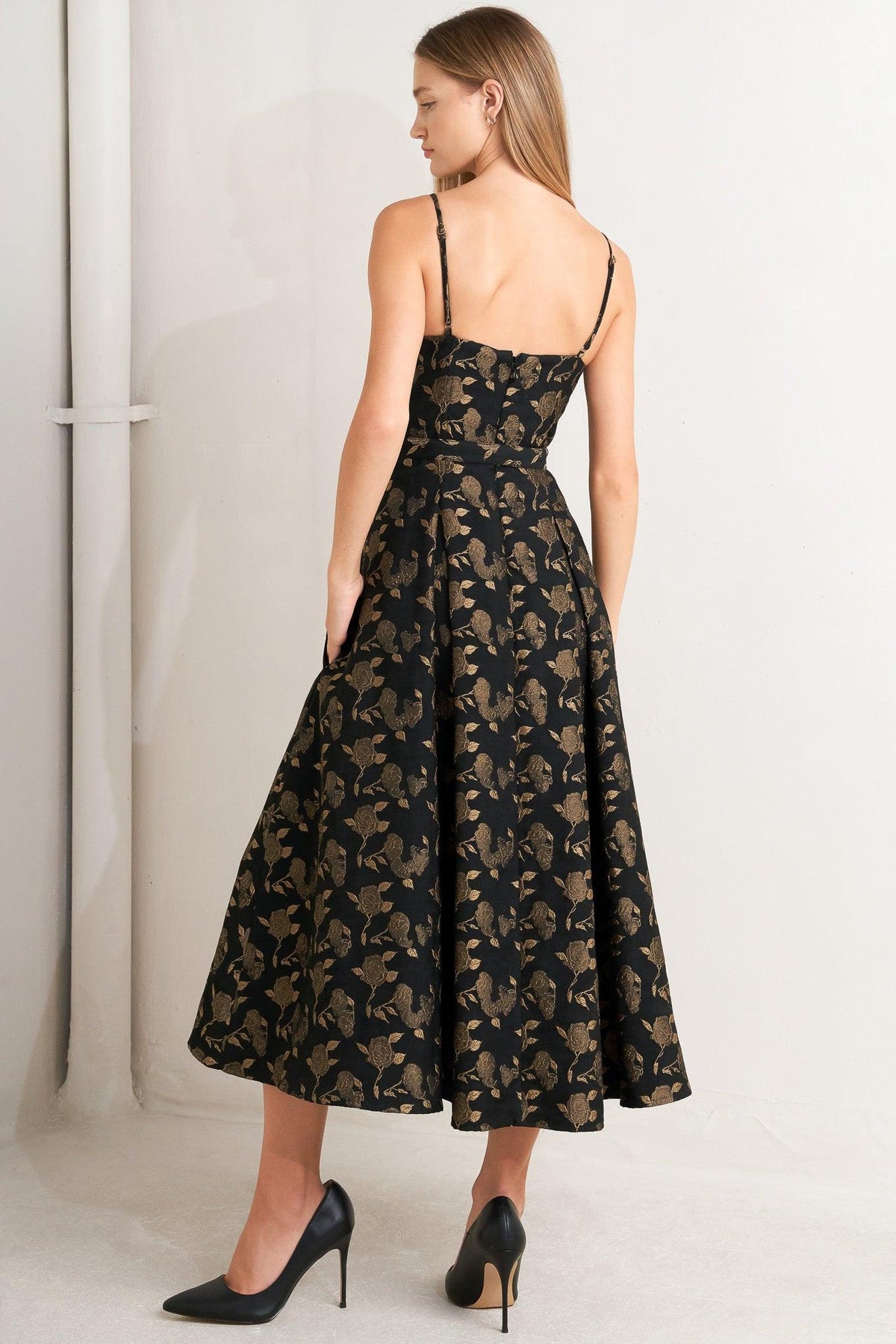GARDEN OPERA WOVEN MIDI DRESS