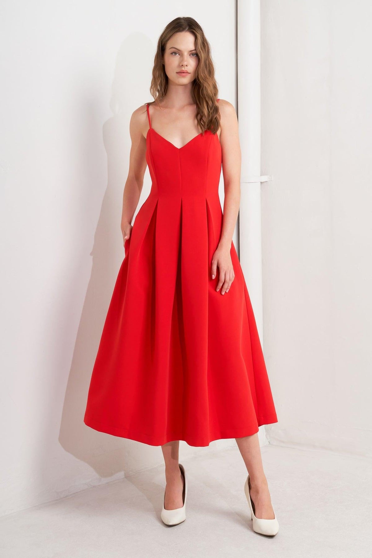 RUBY AFFAIR WOVEN MIDI DRESS