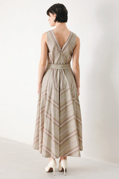 SWEET STRIPE WOVEN MIDI DRESS