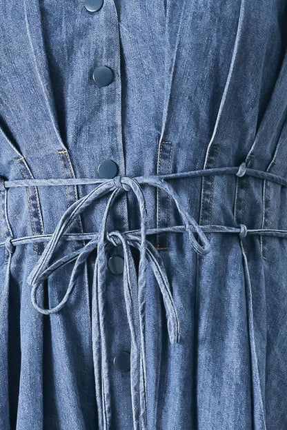 MIDNIGHT FLOW DENIM MIDI DRESS