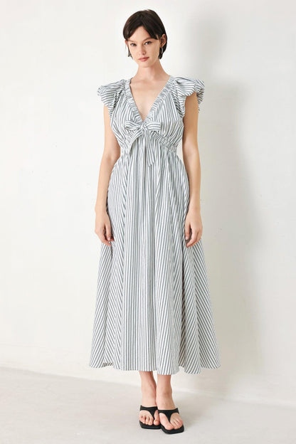 WHISPER STRIPE WOVEN MIDI DRESS