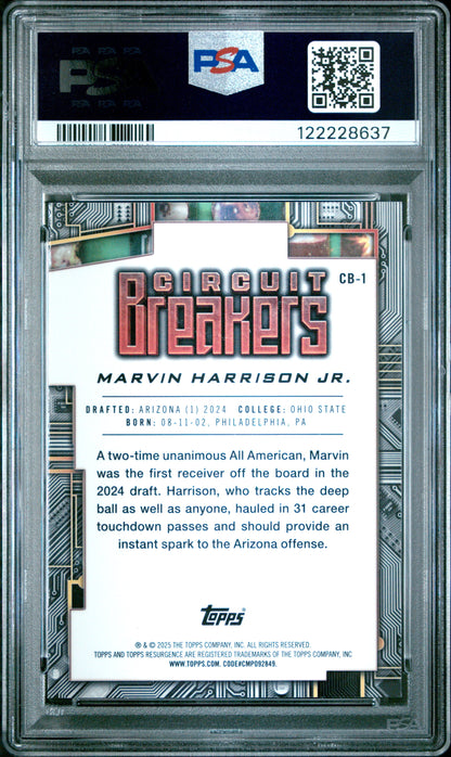 Graded 2024 Topps Resurgence Marvin Harrison Jr #CB1 Circuit Breakers Teal Surge /150 Rookie RC Football Card PSA 10 Gem Mint