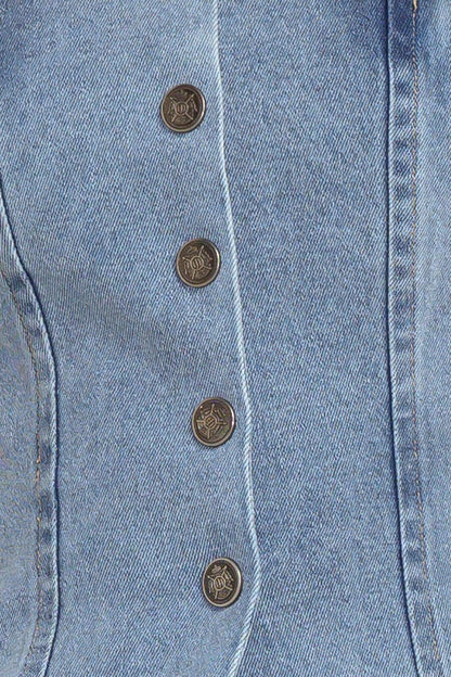 STITCHED SILHOUETTE DENIM TOP