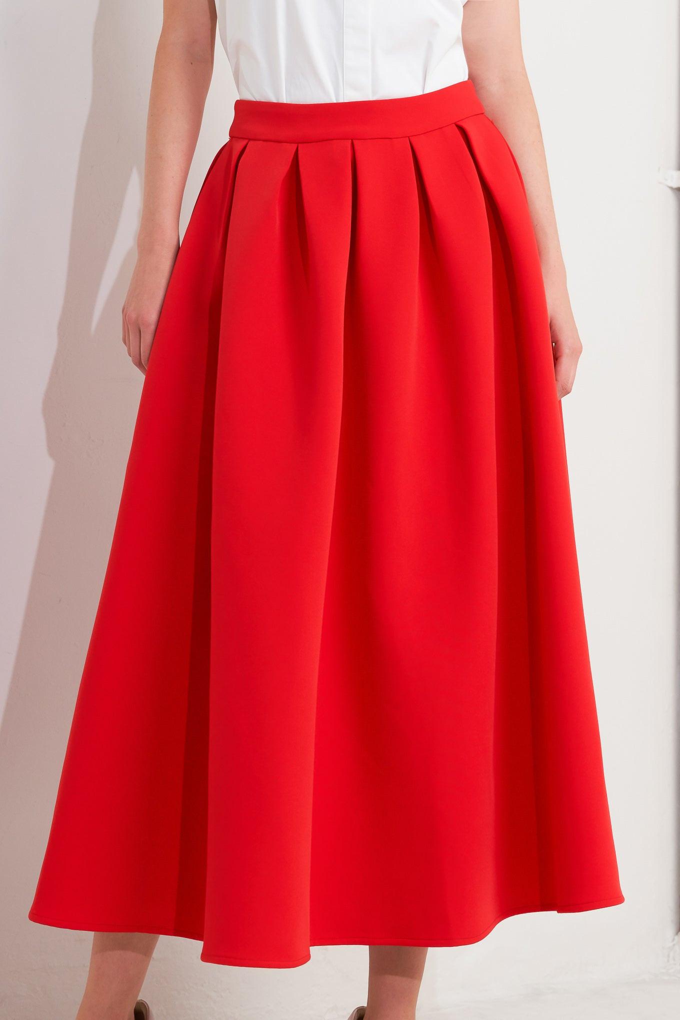 STRAWBERRY POP WOVEN FULL MIDI SKIRT