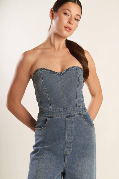 LOOK WHAT WE STARTED DENIM JUNPSUIT