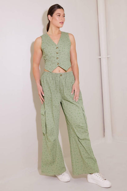DRIFTING CURRENTS OLIVE WOVEN PANTS