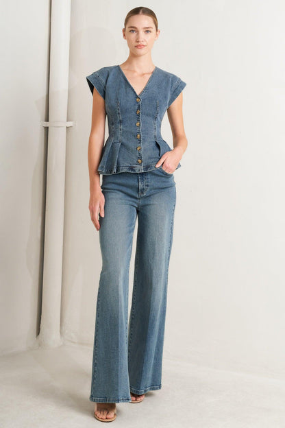 NO SECOND THOUGHT WASHED DENIM PANTS
