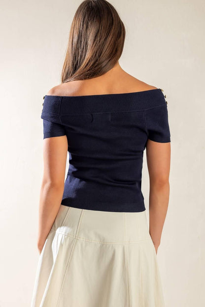 TIME FOR TEA OFF SHOULDER SWEATER TOP