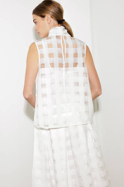 LIVE FOR US WHITE WOVEN ORGANZA TOP