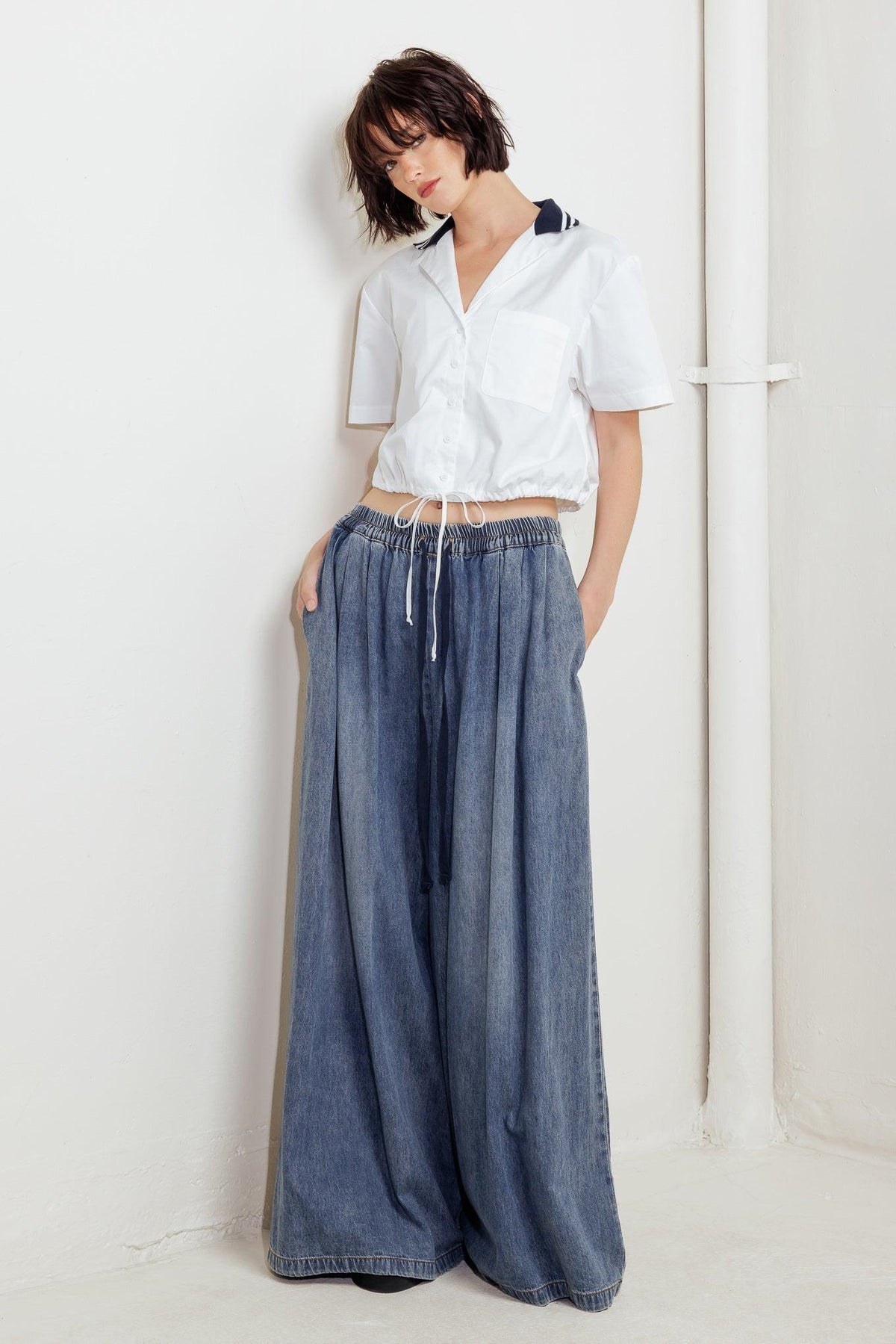 COASTAL COLLAR WOVEN CROP TOP