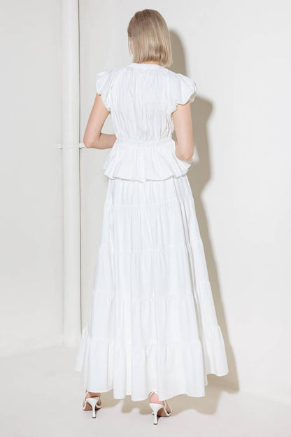 SLOW DOWN IN WHITE WOVEN TOP