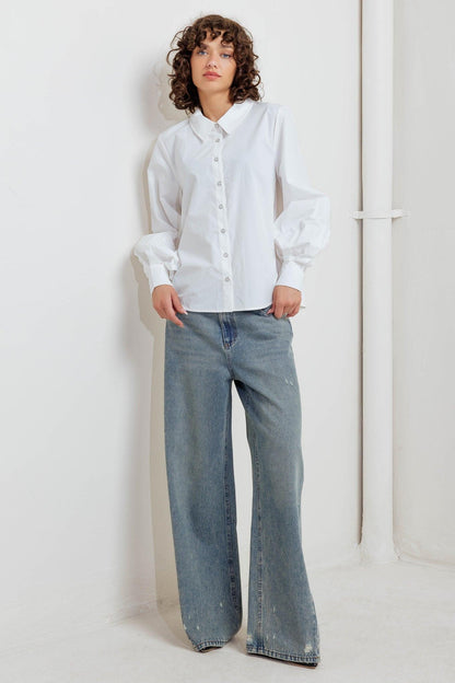WHITE NOISE SOLID WOVEN TOP
